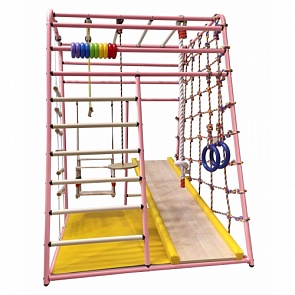 Детский спортивный комплекс Весёлый малыш Next горка с мягкими бортиками New Color, цвет – розовый (Вертикаль, Nex_ горка мягкий бортик розовый)